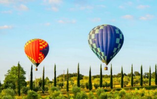 hot air balloon over san gimignano